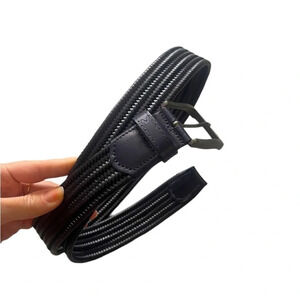 ALBERTO Leather Braided Stretch Dark Navy Belt Made in Italy Size 95cm